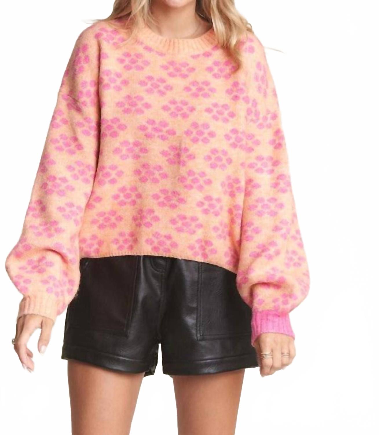 

Adora Уютный вязаный пуловер с цветочным принтом оранжевого цвета