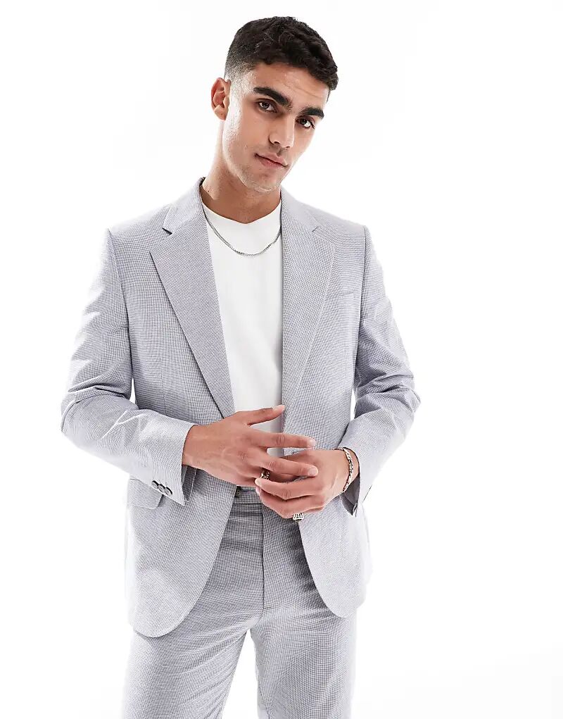 

Тонкий пиджак из льняной смеси ASOS DESIGN серого цвета