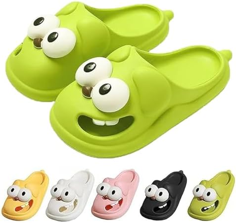 

Тапочки Hohny Tongue Kiss, милые забавные 3D-тапочки с большими глазами в виде собачки, забавная мультяшная упаковка, тапочки Eva Head, зеленый