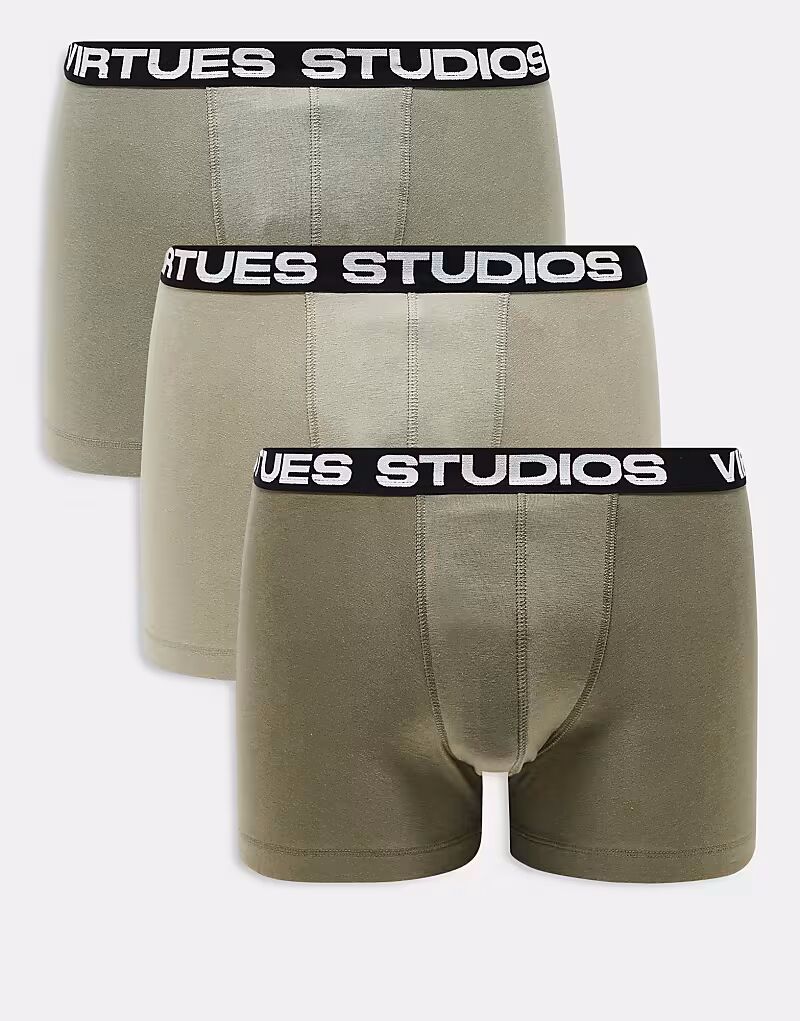 

Комплект из 3 боксеров с поясом с принтом в цвете хаки Asos Design