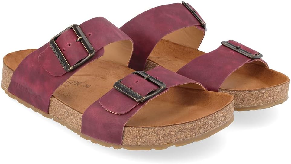 HAFLINGER Andrea Elegant кожаные сандалии с резиновой подошвой и корковой латексной стелькой Unisex, Burdeos — фото 2
