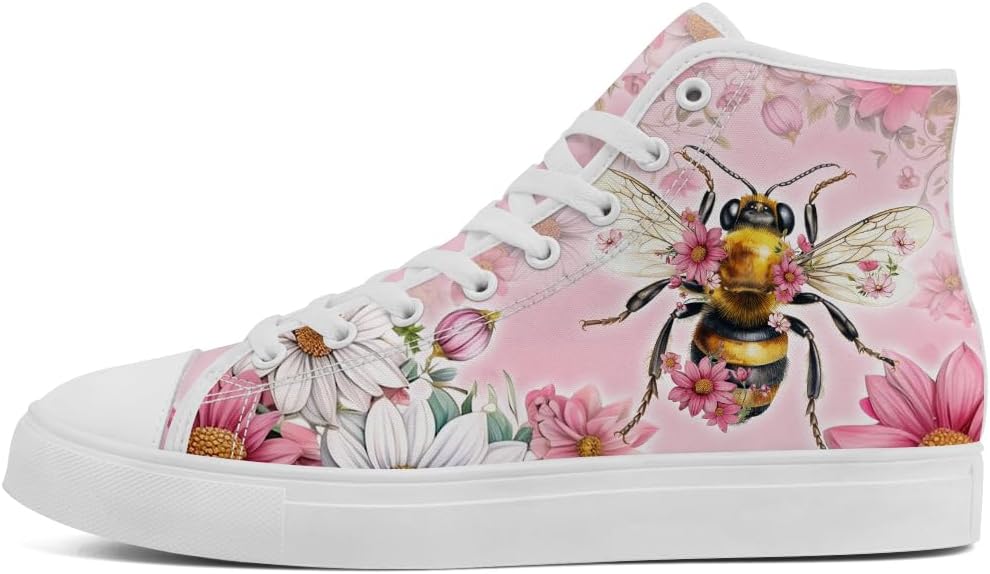 Кеды Chebing Bee высокие на шнуровке из холщовой ткани, повседневная обувь для мужчин и женщин, розовый — фото 3