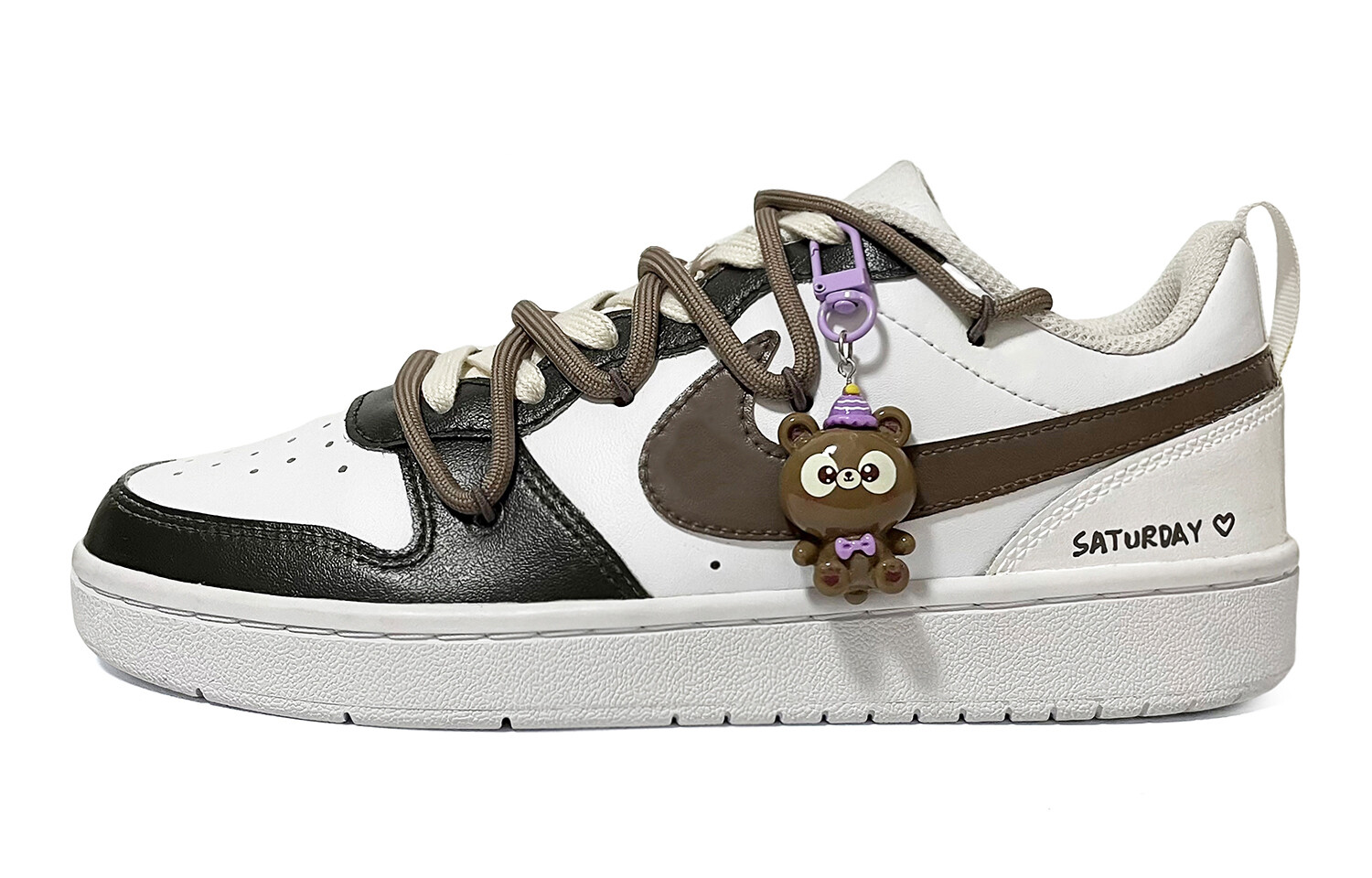 

Кроссовки Nike Court Borough 2 Skateboarding Shoes Women's Low-top White, Black, Brown, Purple, цвет Coffee