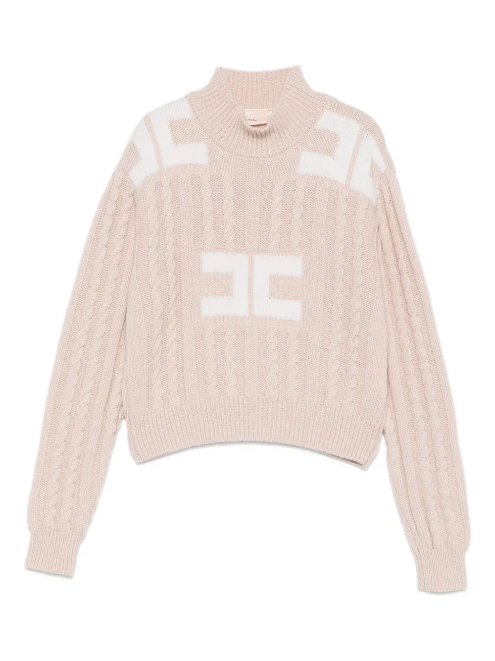 

Свитер с логотипом, связанный косами Elisabetta Franchi La Mia Bambina, розовый