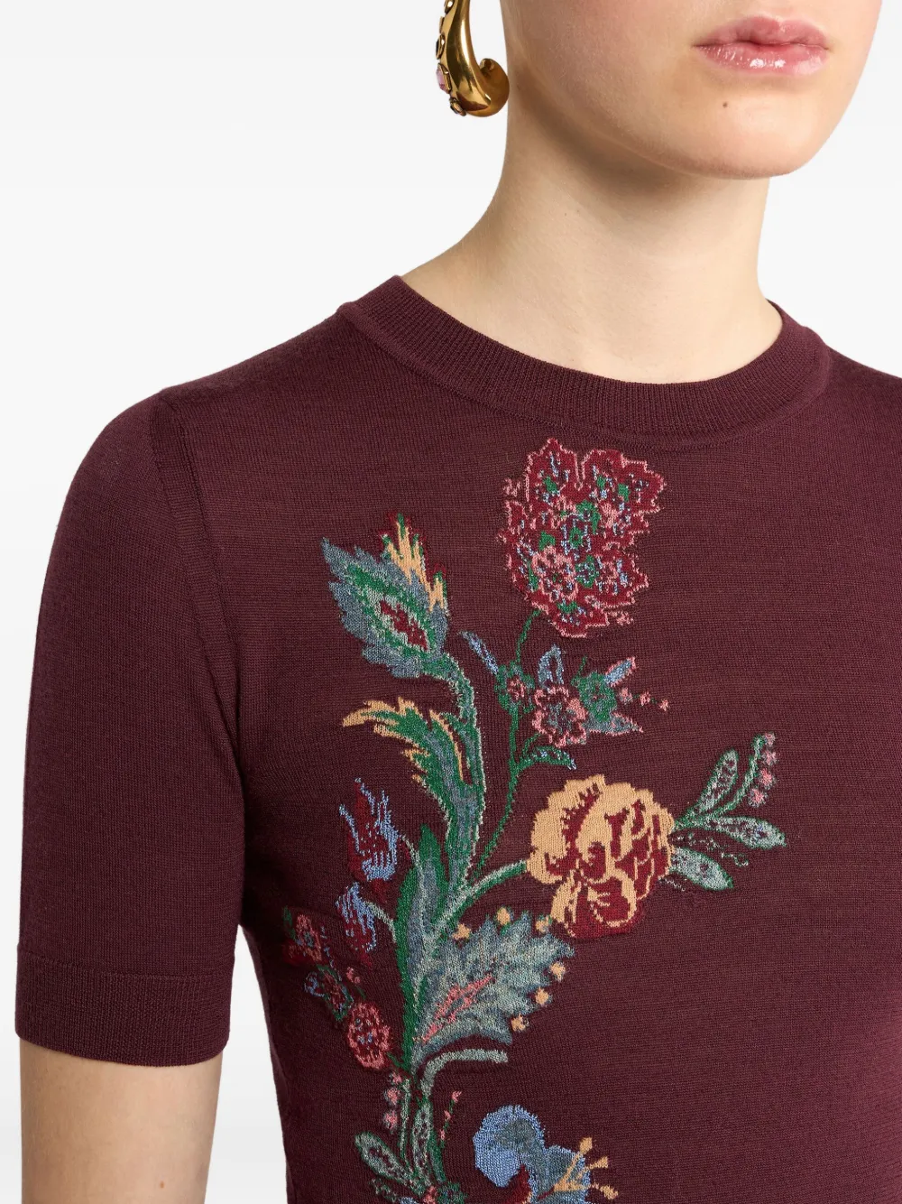 Жаккардовый топ с цветочным узором ETRO, красный — фото 4