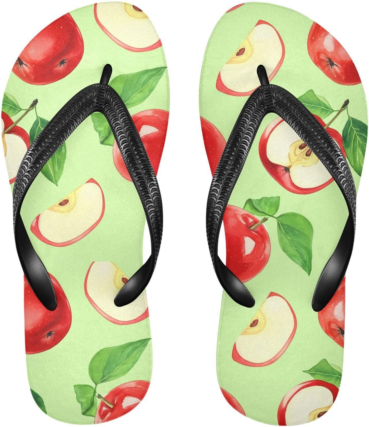 

Зеленые шлепанцы с рисунком фруктовых долек, пляжные сандалии-вьетнамки, резиновые нескользящие летние тапочки для мужчин и женщин, для прогулок Sinestour