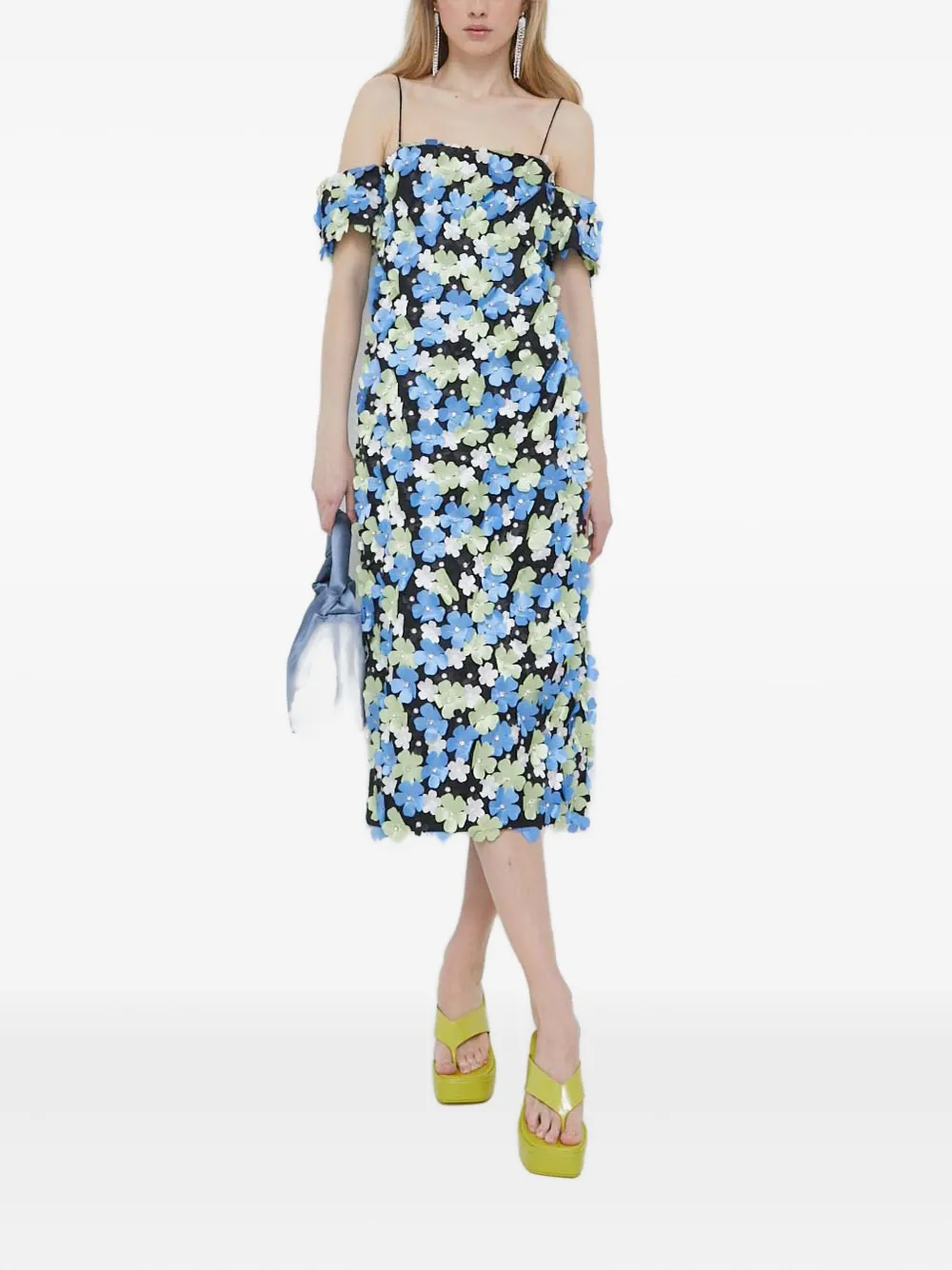 

Платье миди с цветочными украшениями Stine Goya, черный