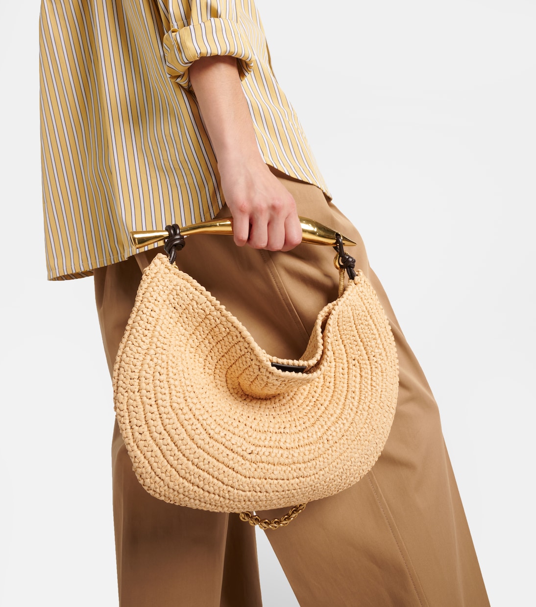 Сумка-шоппер из рафии с эффектом сардинового плетения Bottega Veneta, Nat/Fond/Nat-M B — фото 2
