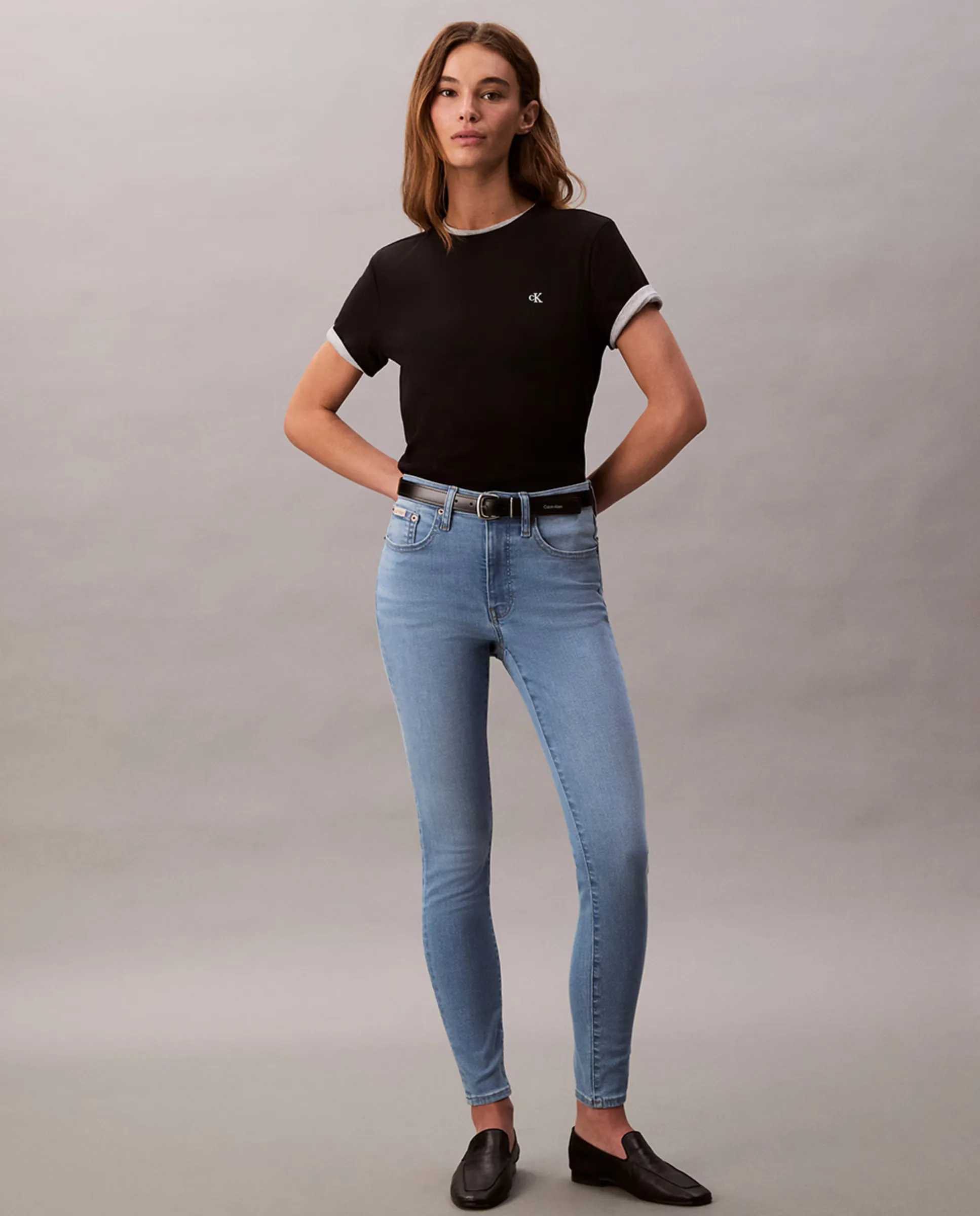 

Женские джинсы Vaquero скинни средней посадки Calvin Klein Jeans, светло-голубой