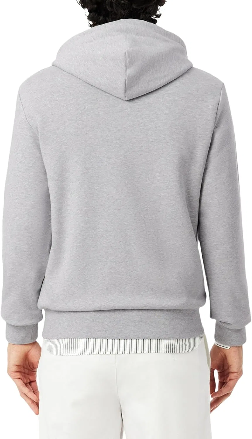 Мужская хлопковая флисовая толстовка Lacoste, Silver Chine — фото 2