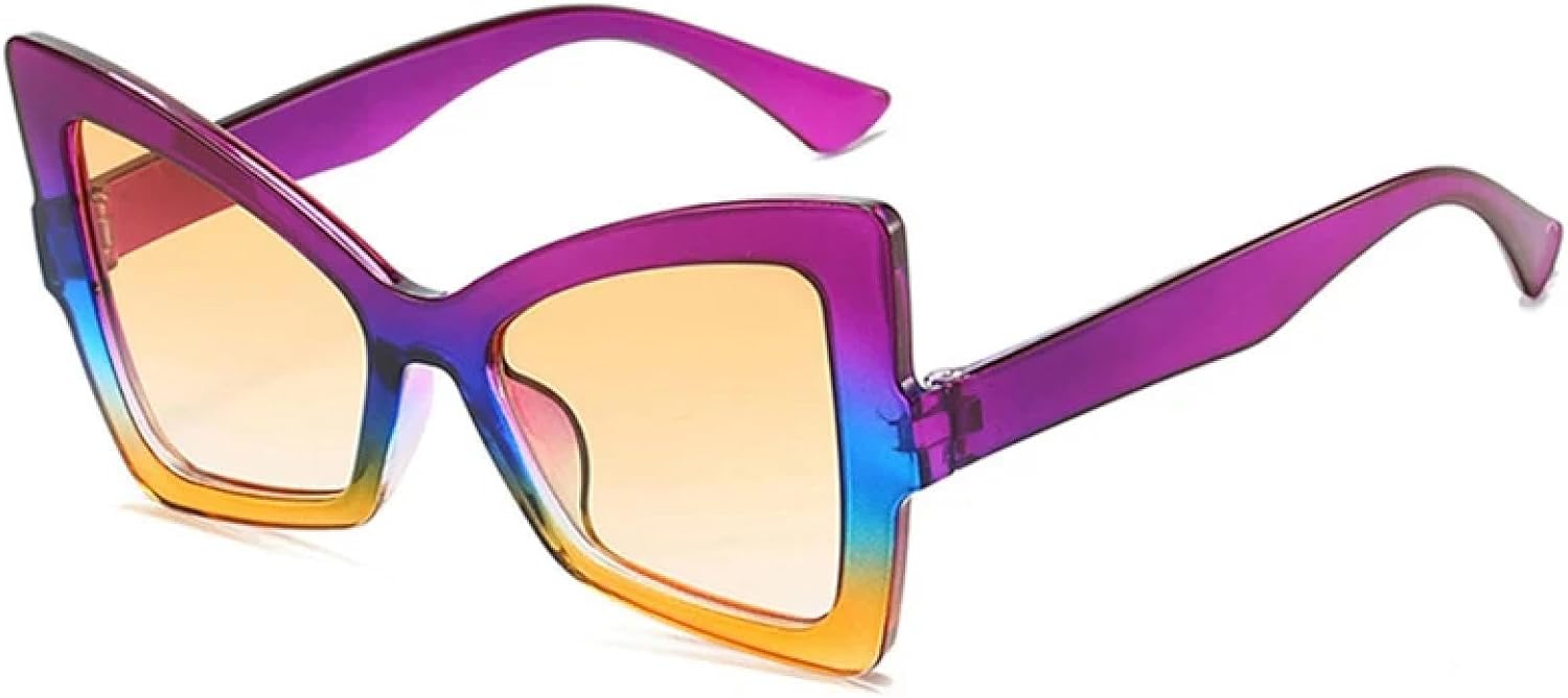 

Модные солнцезащитные очки «кошачий глаз» в крупной оправе для женщин и мужчин, классические солнцезащитные очки для активного отдыха и путешествий с защитой от УФ-излучения UV400 TKKTLLT, Purple Orange