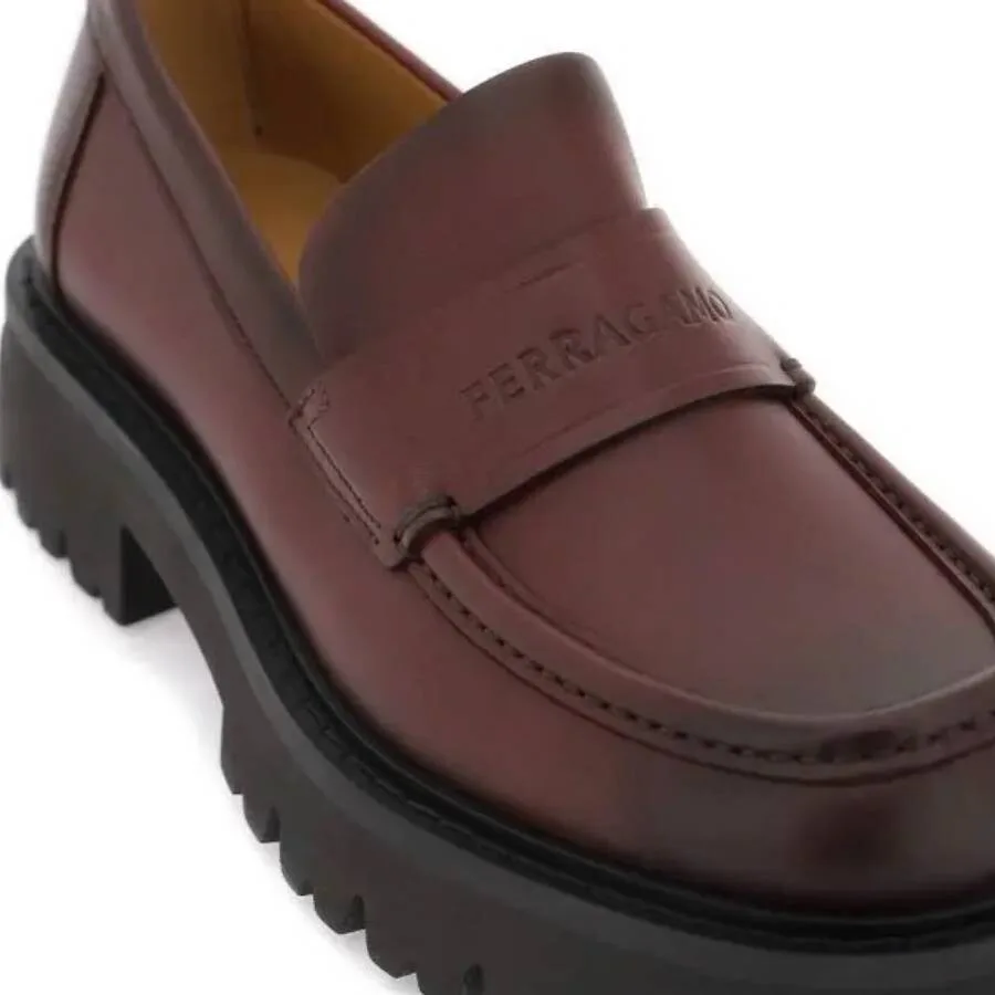 Лоферы Ferragamo с массивной подошвой, фиолетовый — фото 3
