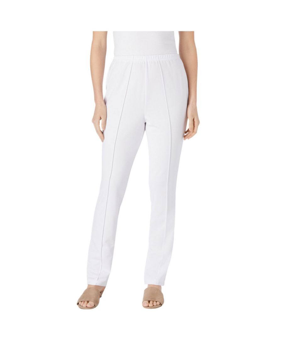 

Женские высокие трикотажные брюки Within, удобные в носке, с эластичным поясом Woman Within, White