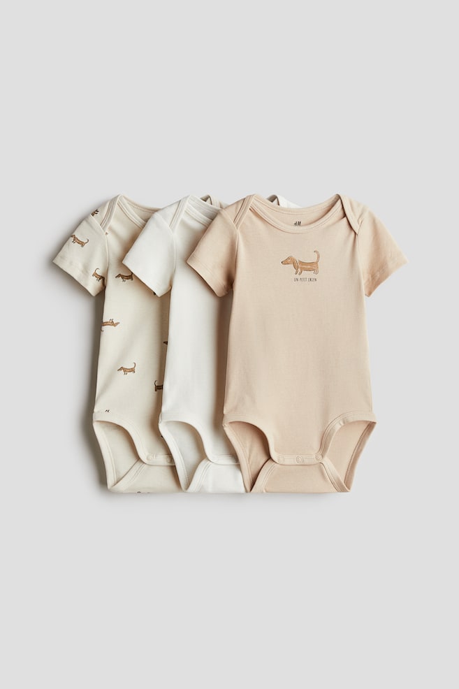 

Комплект из 3 хлопковых боди с перекрестной застежкой H&M, мультиколор