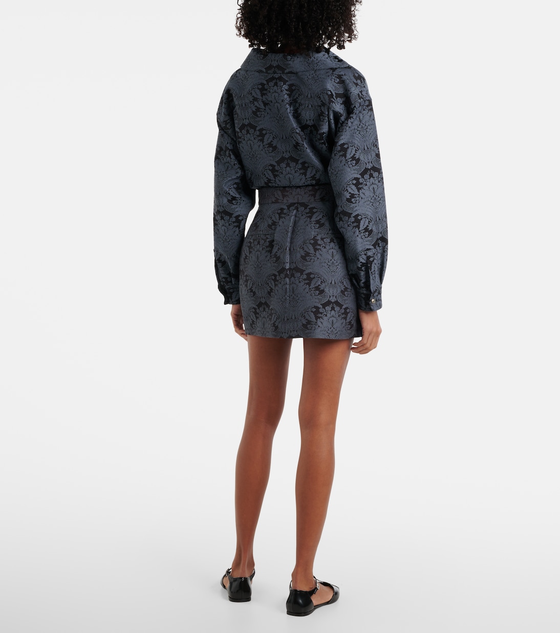 Мини-юбка из шерстяной жаккардовой ткани Pomezia Max Mara, Acquamarina — фото 3