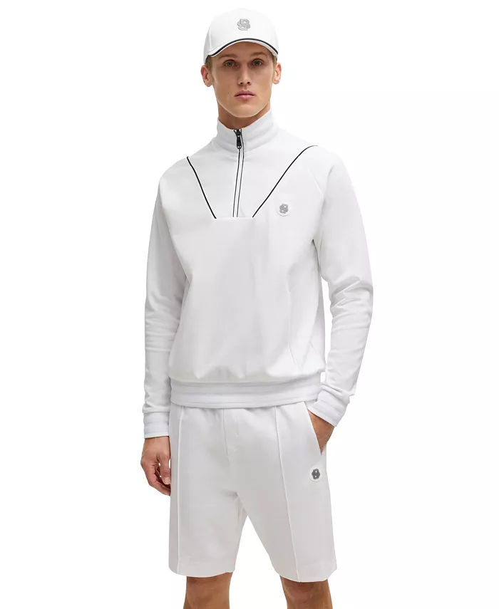 

Мужской свитшот с молнией и монограммой Double B Hugo Boss, белый