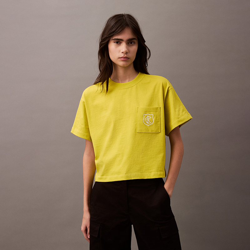 Футболка SS25 женская Calvin Klein, оливковый — фото 4