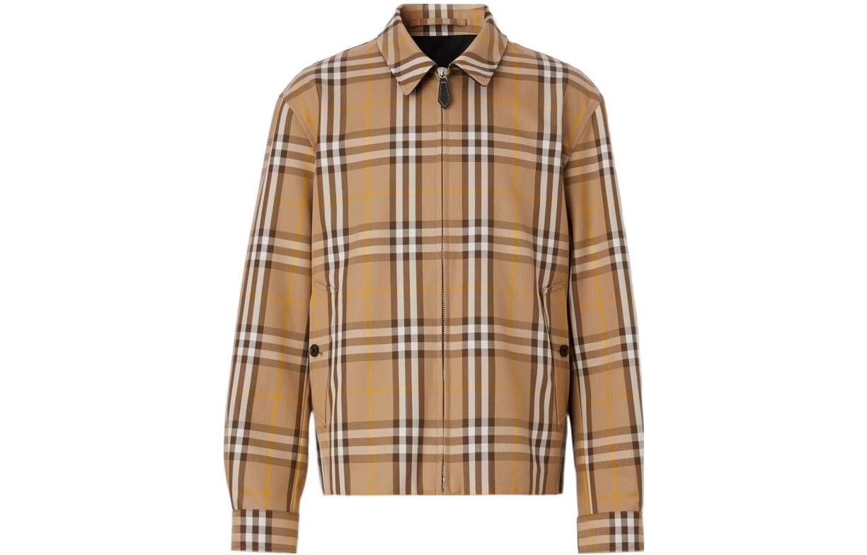 

Двусторонняя клетчатая хлопковая куртка Харрингтон Burberry, коричневый
