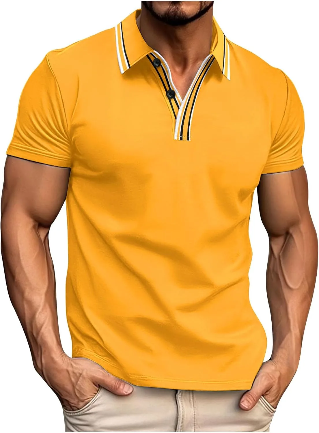 

Мужская классическая поло с коротким рукавом и воротником QUNPIU