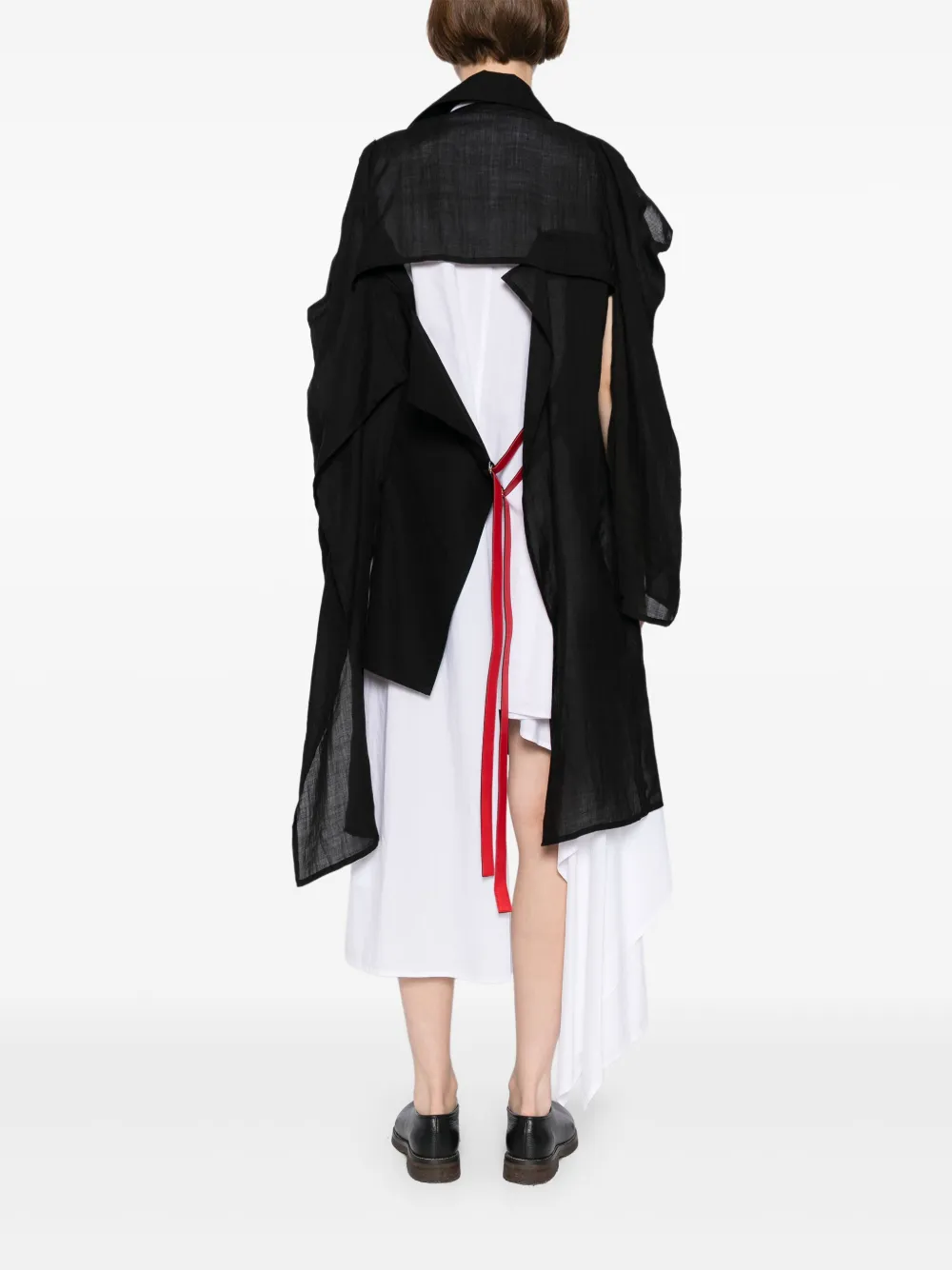 Твиловый пиджак с поясом Yohji Yamamoto, черный — фото 4