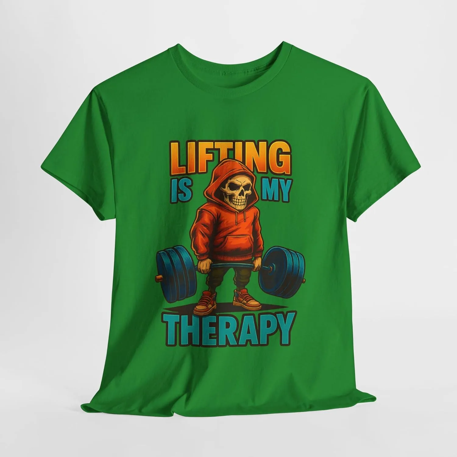 Футболка Unisex Lifting is My Therapy, спортивная майка, одежда для тренажерного зала, фитнес, повседневная одежда, для тяжелоатлетов, пауэрлифтеров, завсегдатаев спортзала GENERIC, зеленый — фото 3