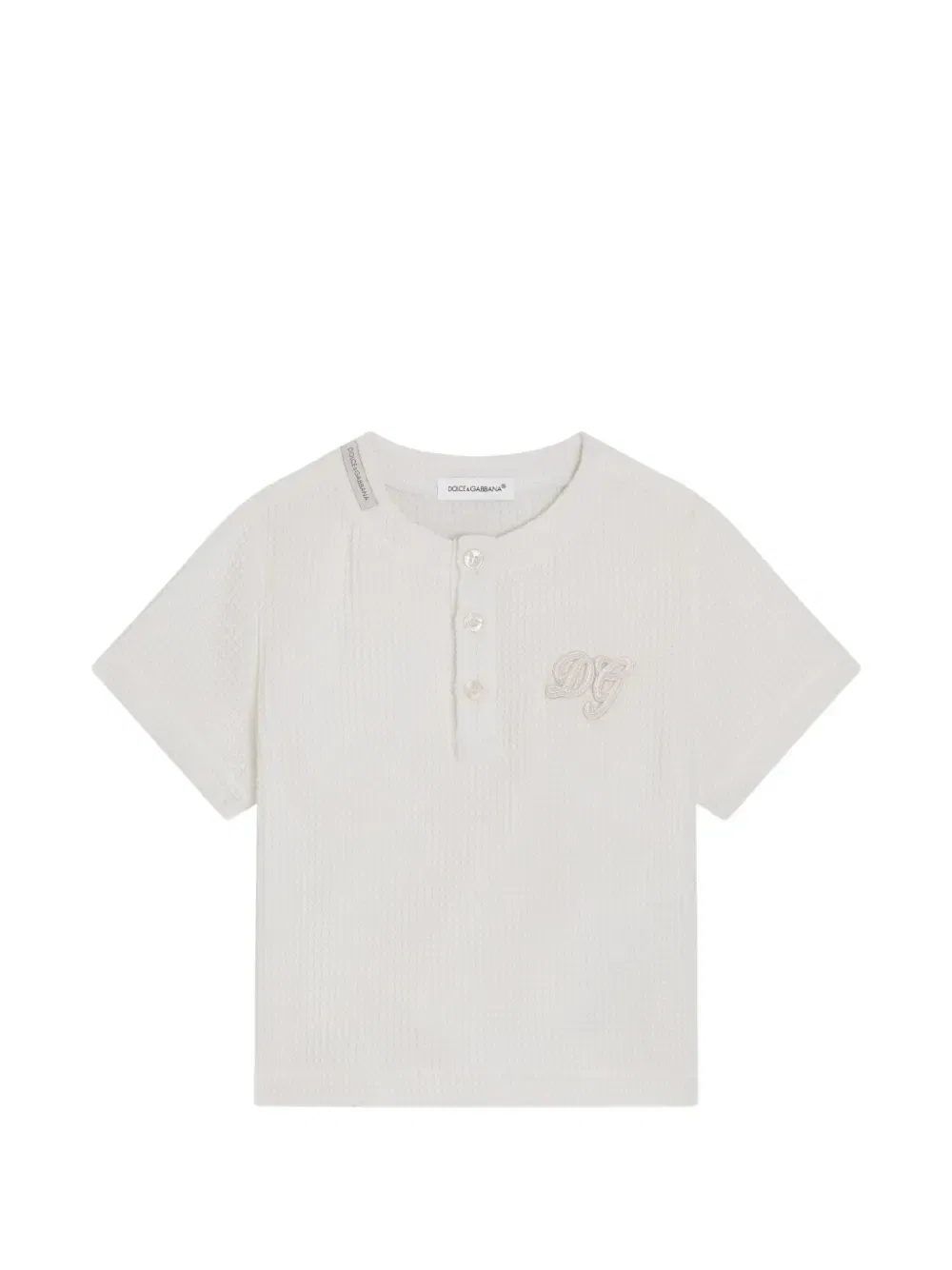 Футболка-серафино из вафельного хлопка Dolce & Gabbana Kids, белый