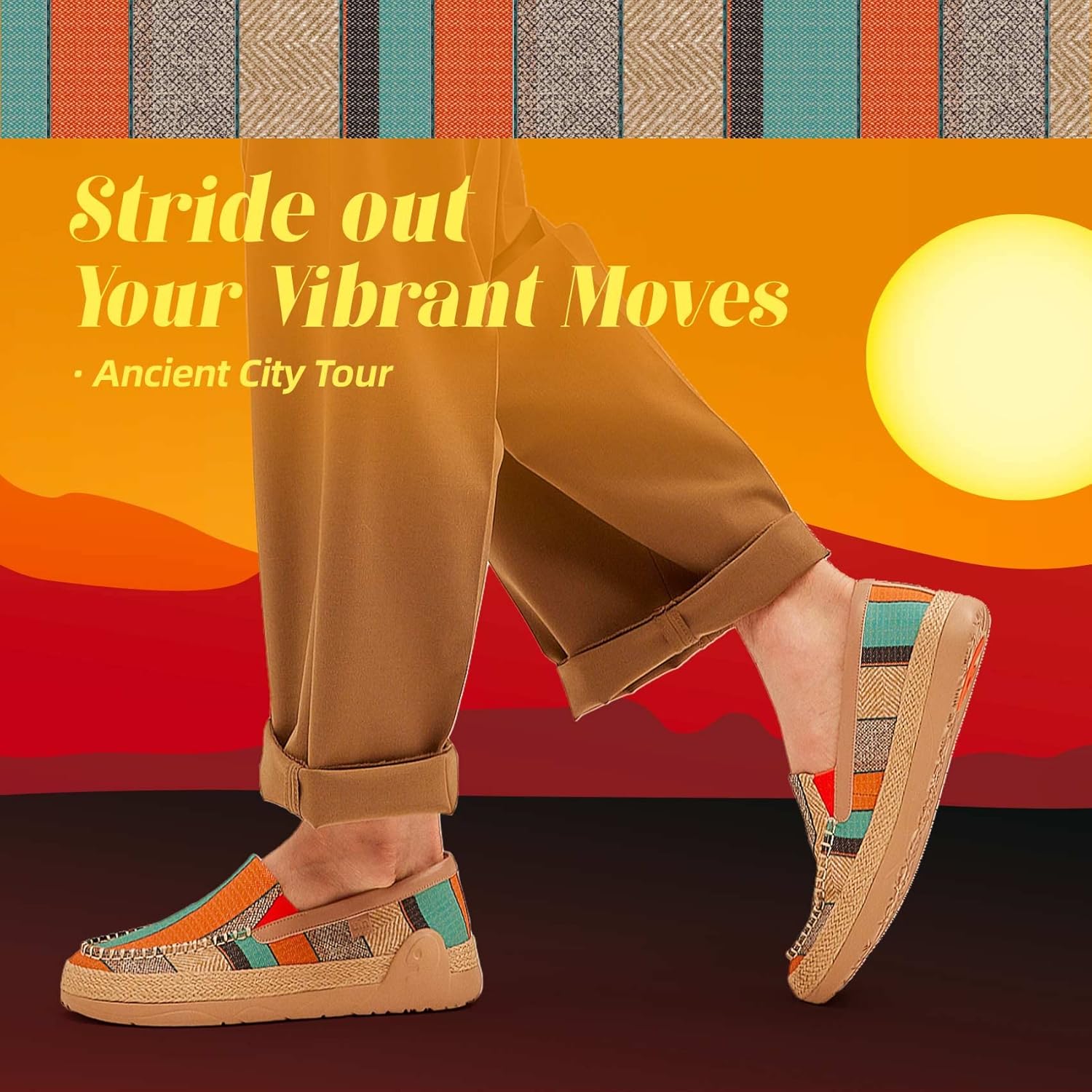Мужские эспадрильи UIN Slip Ons- легкие прогулочные повседневные лоферы, удобные, с ручной росписью, серия Marbella, Marbellaⅴ-ancient City Tour — фото 2
