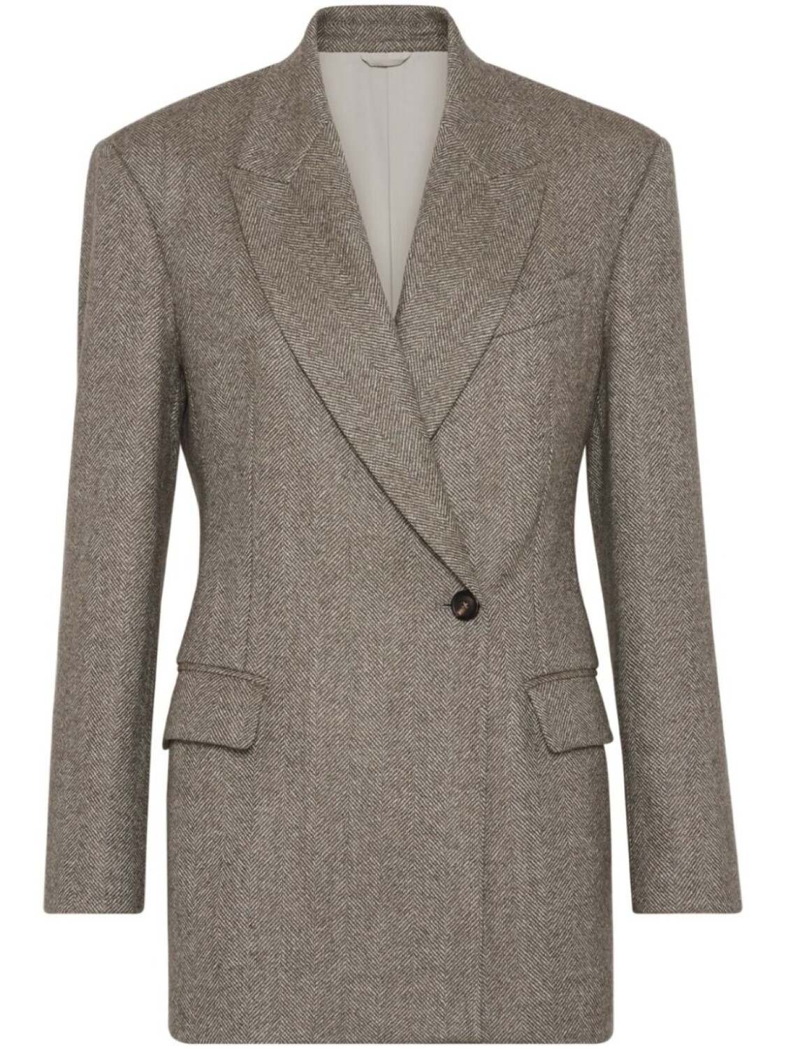 

Brunello Cucinelli двубортный пиджак с узором в елочку, коричневый