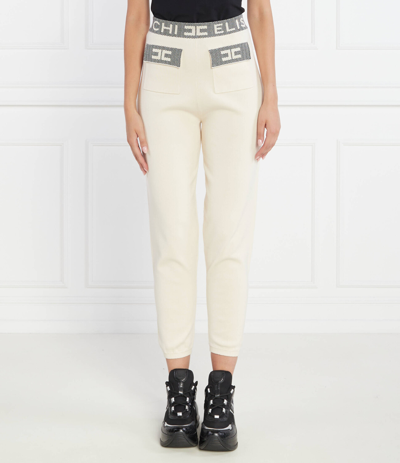 

Брюки Elisabetta Franchi di maglia Regular Fit, бежевый