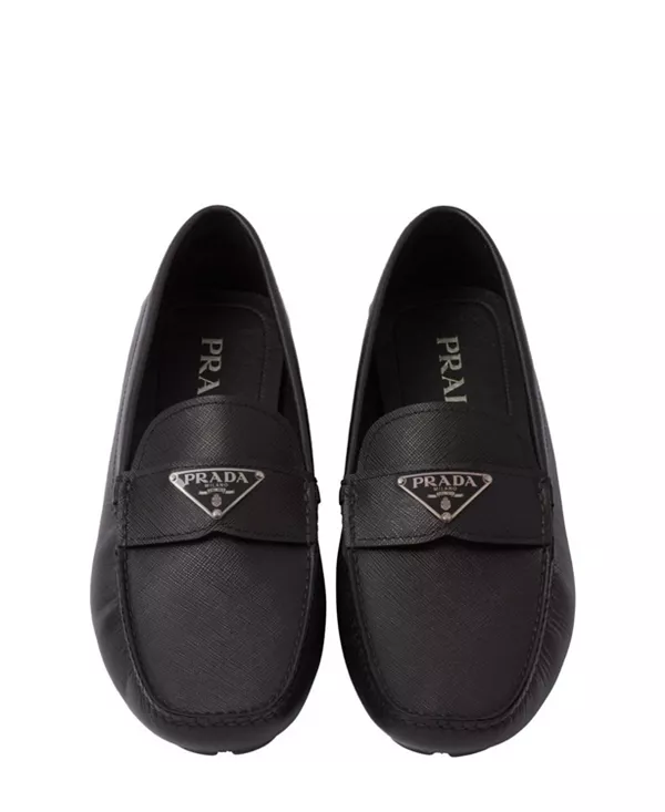 Мужские лоферы из сафьяновой кожи для водителя Prada, черный — фото 3