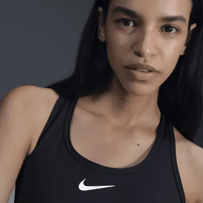 Спортивный бюстгальтер Nike Swoosh Medium Support, черный/белый — фото 3
