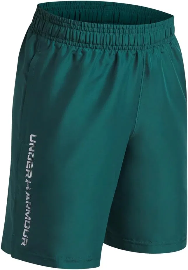 Детские шорты Under Armour Tech Woven Workmark, (338) Rack Green//Fade Green — фото 2