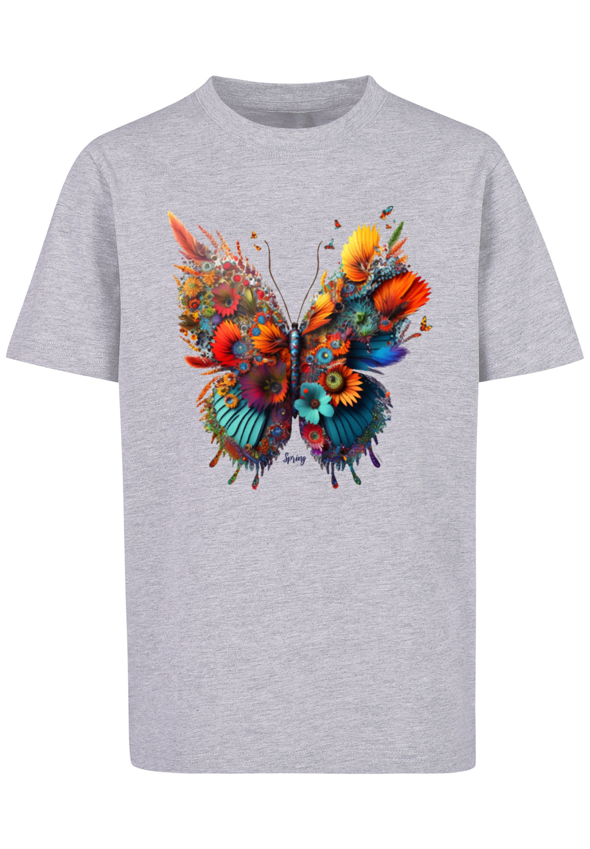 

Футболка F4NT4STIC Schmetterling Blumen Tee Unisex, цвет grau meliert