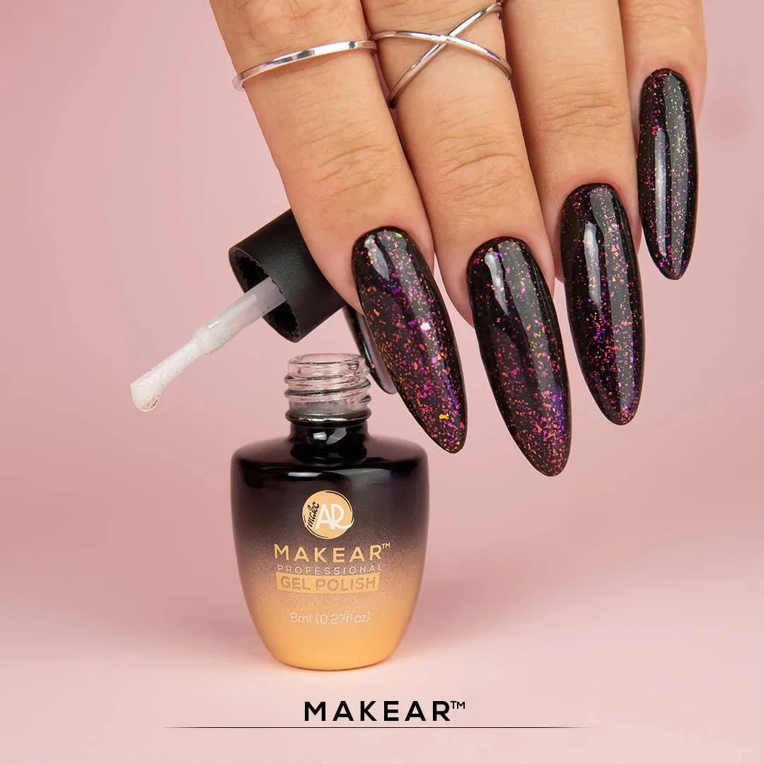 Верхнее покрытие для ногтей Top Cherry No Wipe с эффектом хамелеона Makear, Cherry Glitter — фото 2