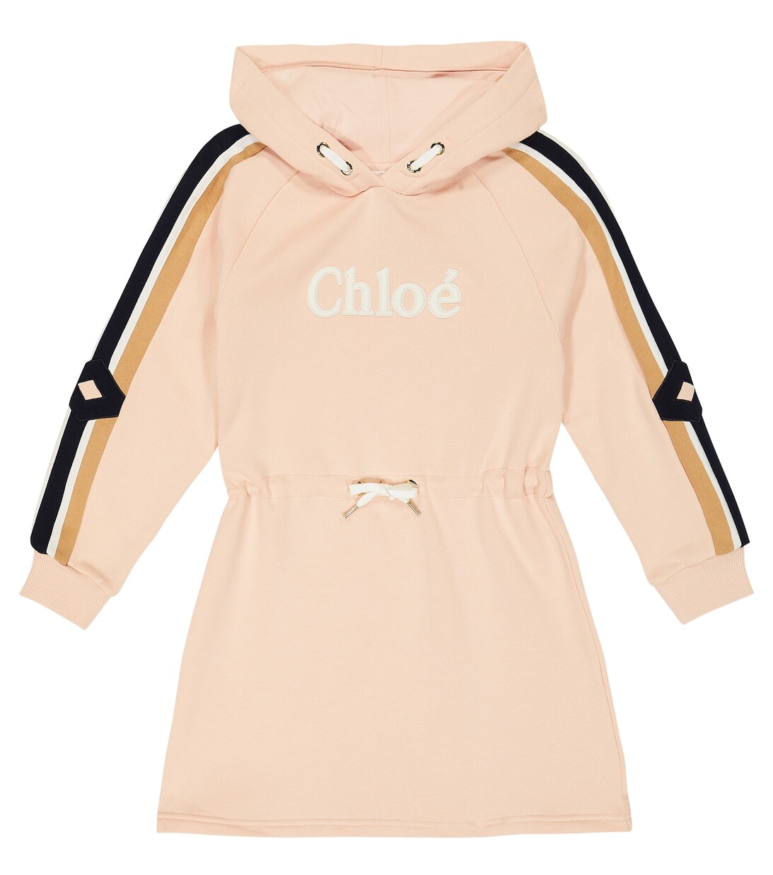 

Хлопковое платье с капюшоном и логотипом Chloé, розовый