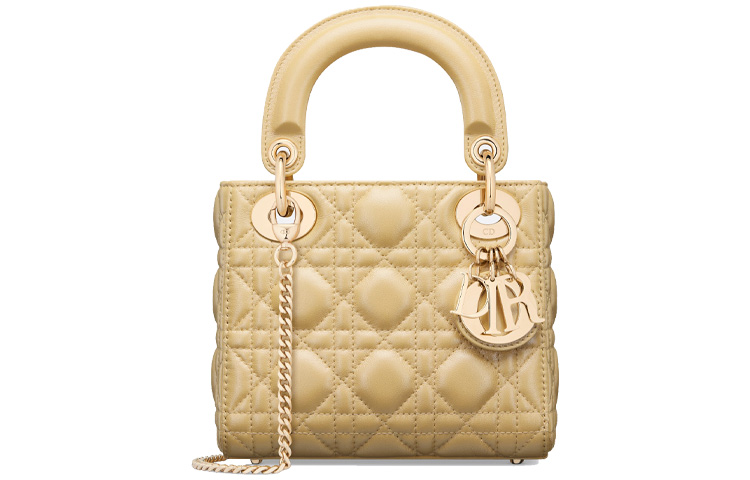 

DIOR Женская сумка из овчины миниатюрная светло-желтая через плечо кроссбоди клатч