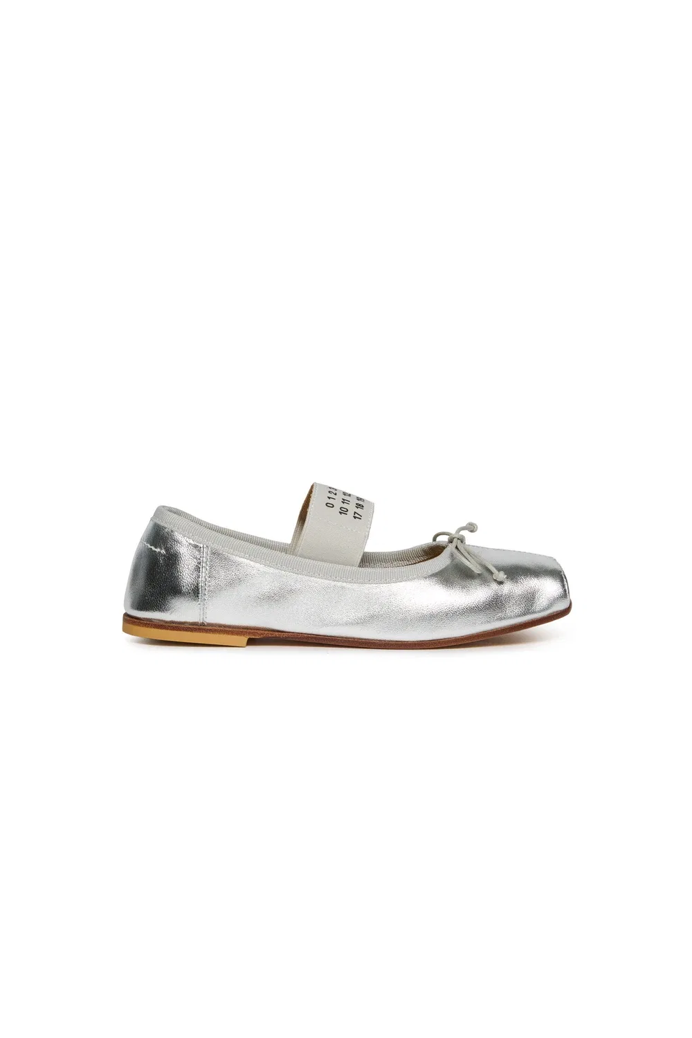 Балетки из кожи с квадратным носом MM6 Maison Margiela, серебряный