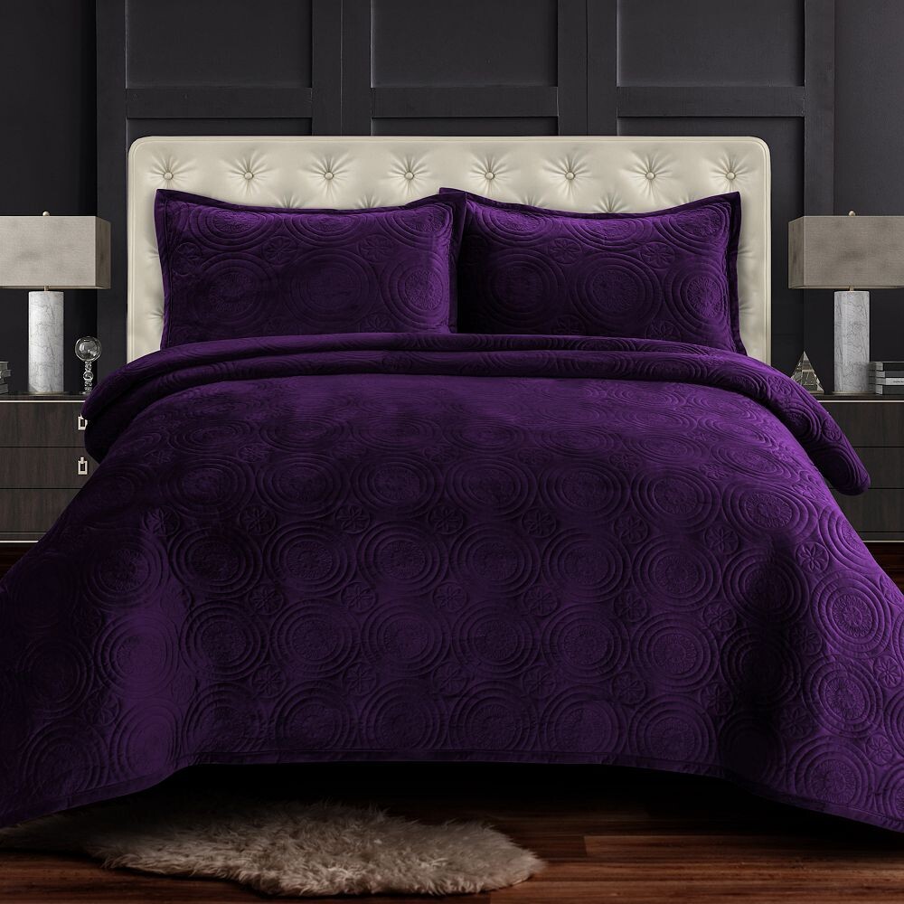 

Большой бархатный комплект одеял Tribeca Living Capri Medallion, фиолетовый