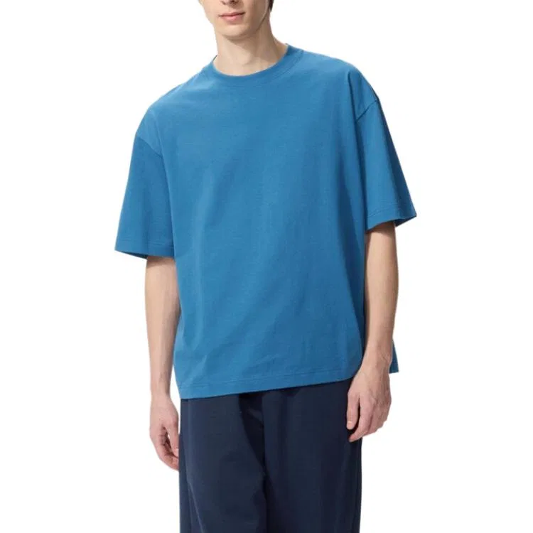 Футболка UNIQLO SS26 с круглым вырезом, морской синий — фото 4
