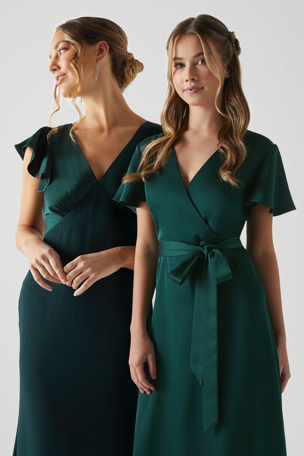 

Платье подружки невесты с рукавами ангела для подростков Coast, зеленый