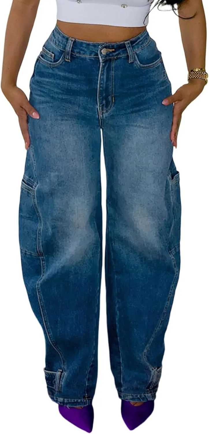 

Женские мешковатые джинсы Y2k Cargo Boyfriend с высокой талией YOOTIKO