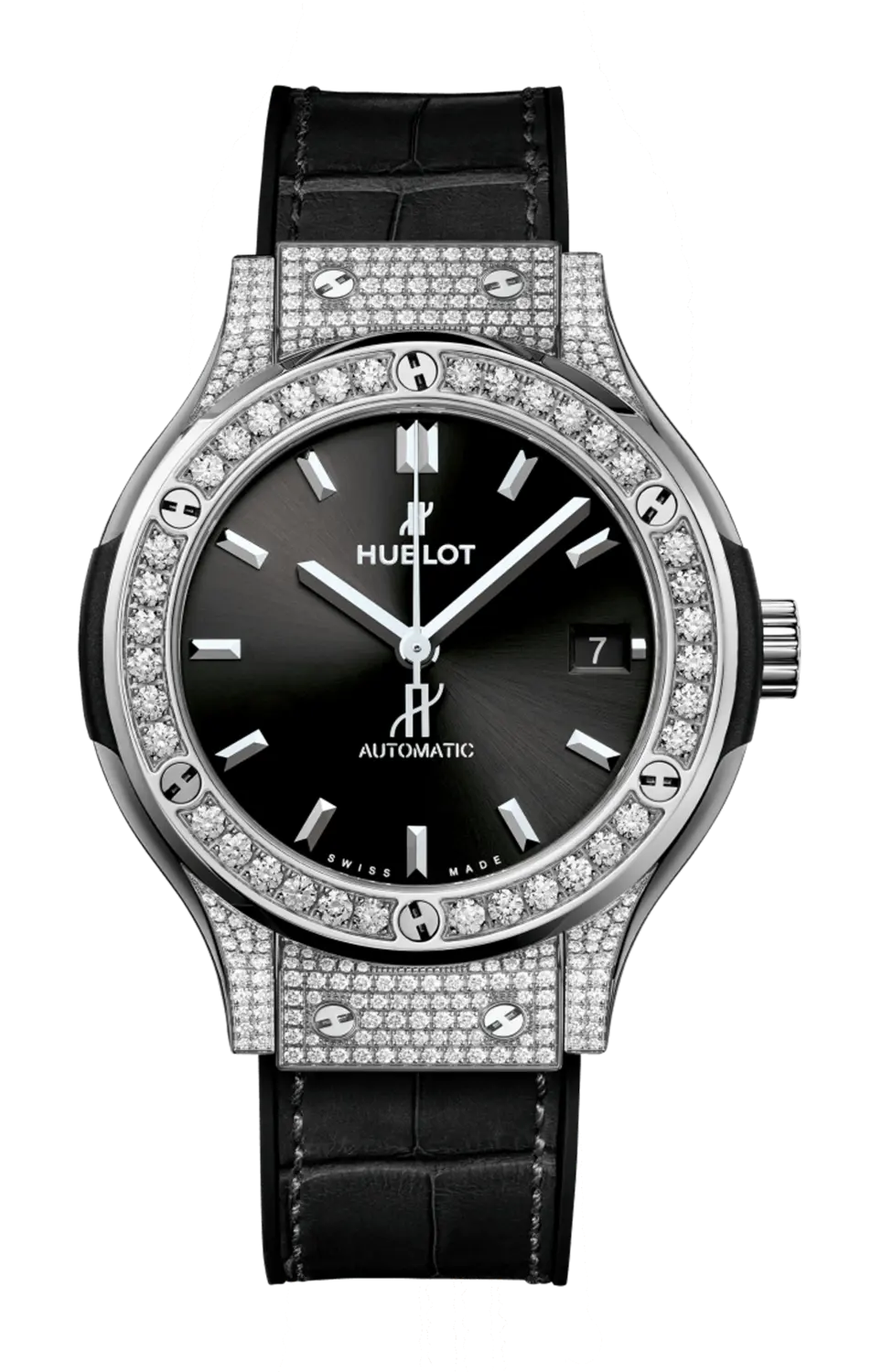 

Часы Hublot Classi fusion из титана с бриллиантами 38 мм