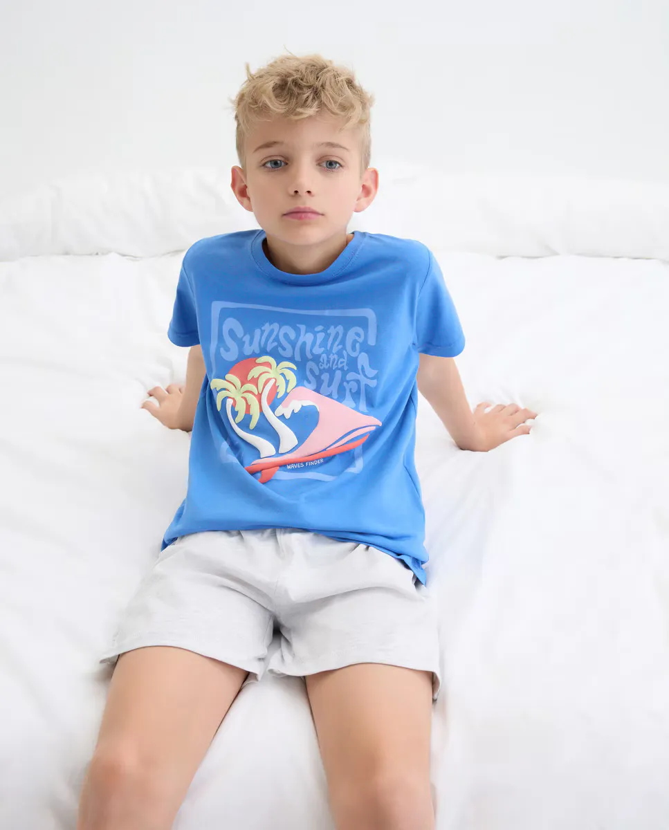 

Короткая пижама для мальчика Cotton Juice, синий