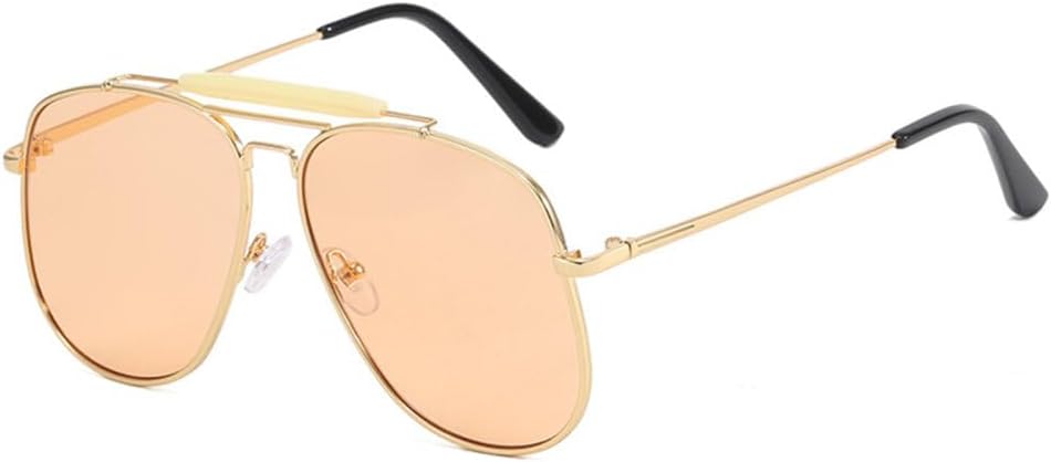 

Женские металлические солнцезащитные очки 2027 года, модные ретро-очки с двойной оправой, мужские очки в большой оправе, летние очки, черные и коричневые MTZJH, Gold Champagne