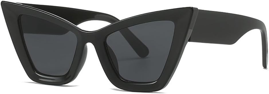 

Винтажные солнцезащитные очки «кошачий глаз» для мужчин и женщин, модные, яркие, популярные женские солнцезащитные очки с защитой от УФ-излучения UV400 TKKTLLT, Black-black