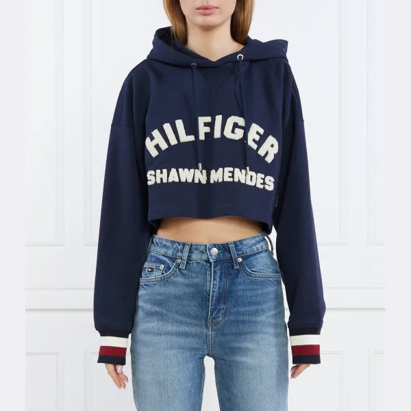 

Укороченный флисовый свитшот Thxsm с графическим рисунком Tommy Hilfiger, синий