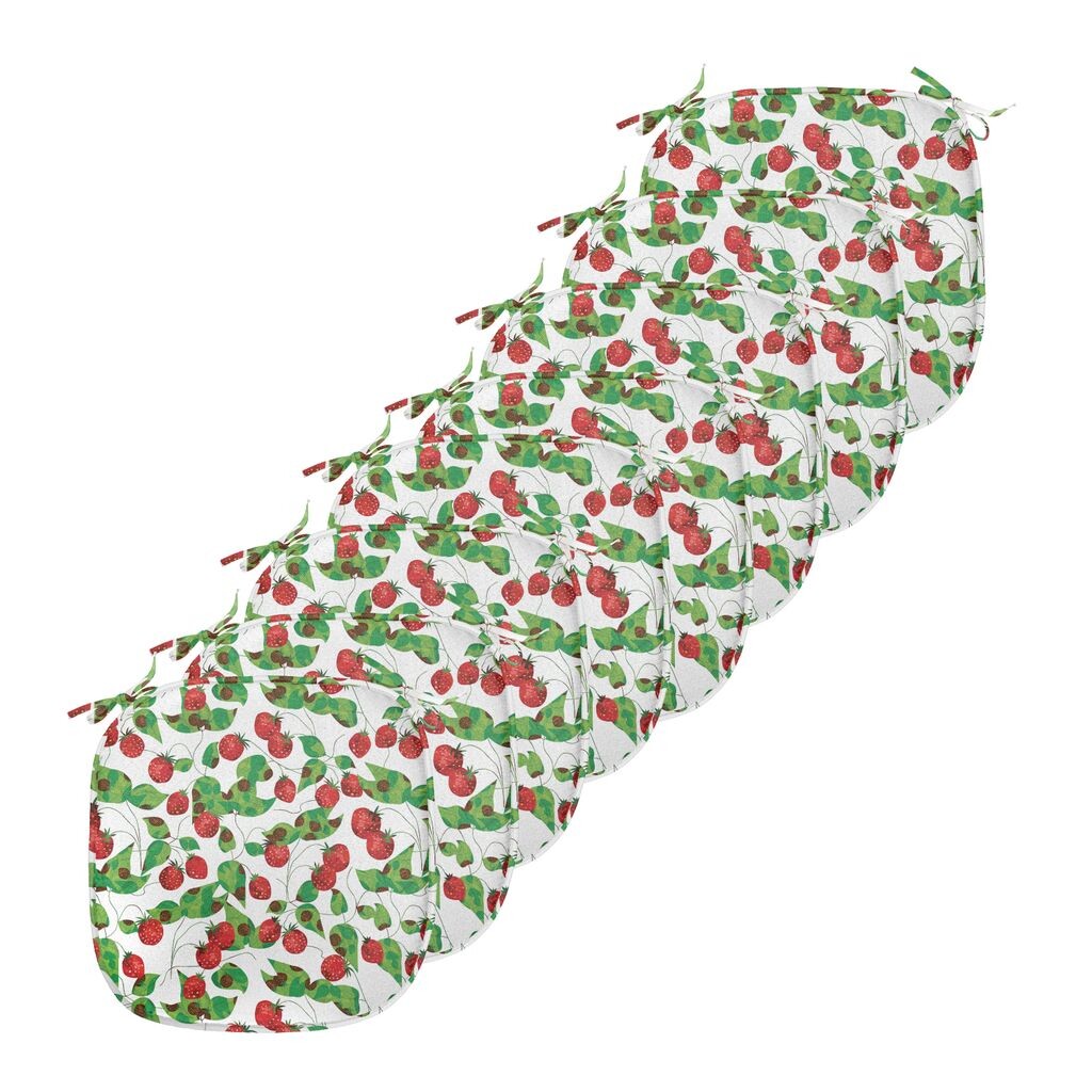 

Подушки ABAKUHAUS Fruits для стульев в столовой, Summer Vibes Joyful, декоративная водонепроницаемая подушка с ремнями для кухонных сидений, 40 см x 40 см — упаковка из 8 шт., папоротниково-зеленый, белый, красный