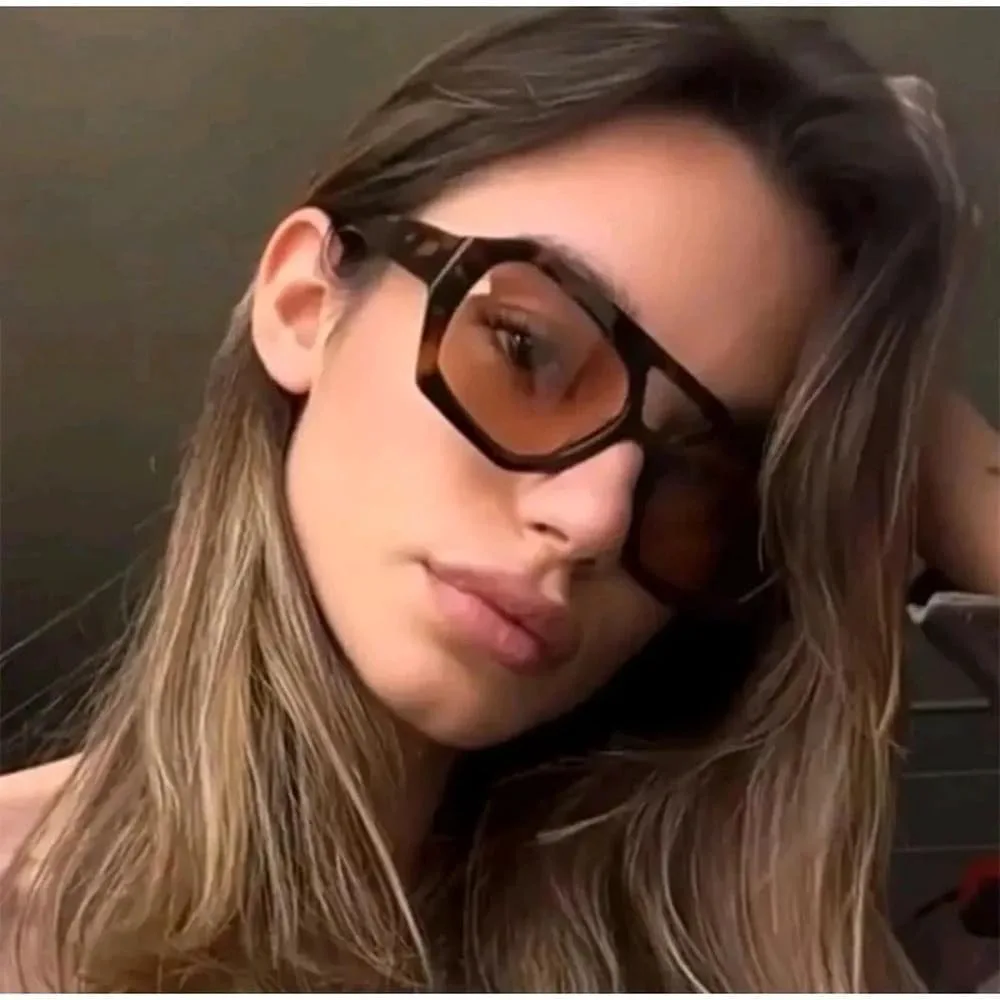 

Ретро-солнцезащитные очки с двойной перемычкой для женщин, крупная оправа, леопардовый коричневый градиент, модные солнцезащитные очки для мужчин HYYZZC, Cy5562-c9