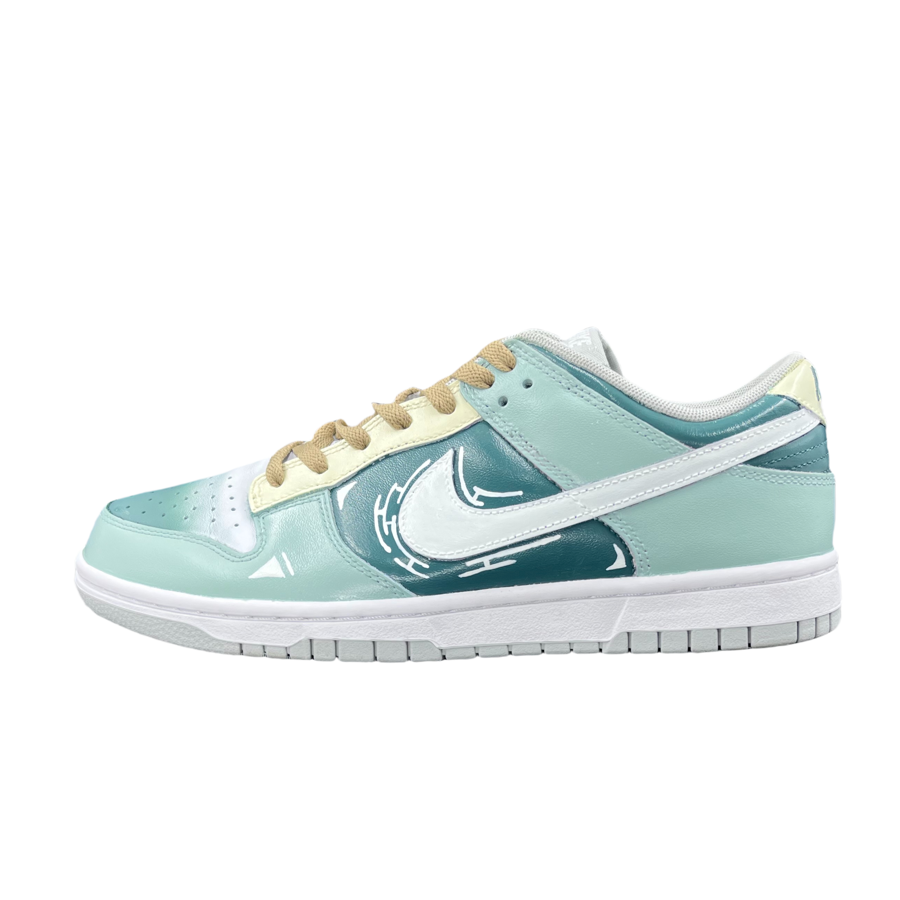 

Nike Кроссовки для скейтбординга Dunk Low Top, мужские, белые, зеленые
