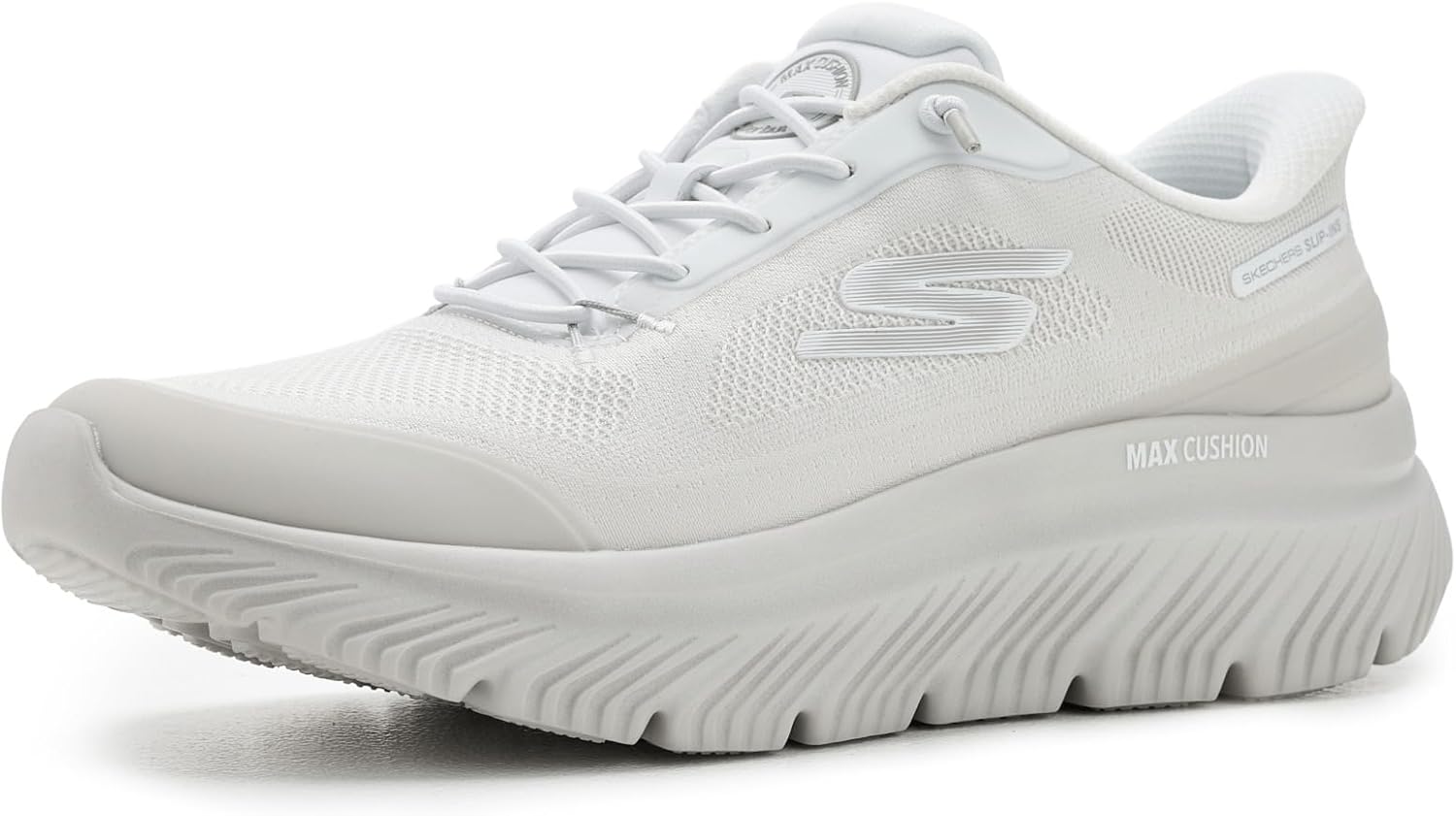 

Мужские кроссовки Skechers Go Walk Max с амортизацией Hyper Burst Zoltar, удобные без застежек, белый/серый